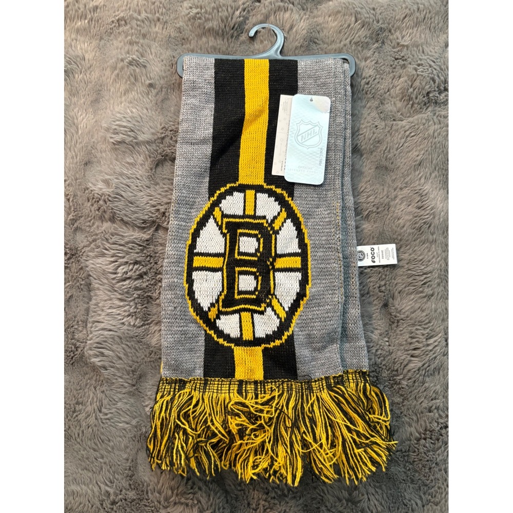 Boston Bruins NHL Scarf Foco Knit Logo Tassel Winter